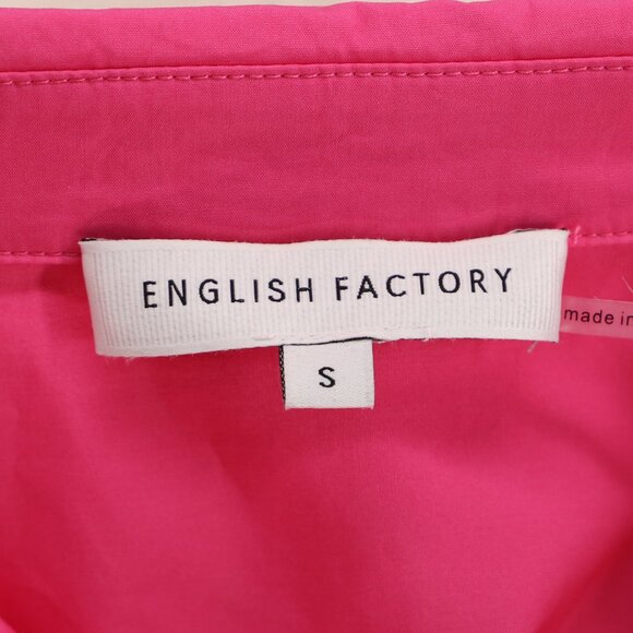 ENGLISH FACTORY Classic Collared Mini Dress Shirt Solid Pink Size S - Picture 7 of 8